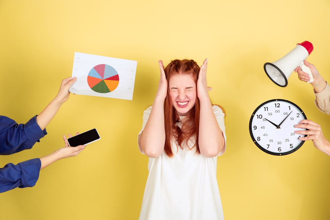 Woman Overwhelmed with Work Concept 